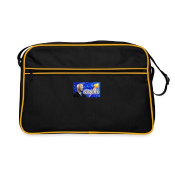 Stonks | Geschenk Meme Lustig Freunde Geschenkidee - Retro Tasche - Schwarz/Gold - Vorne