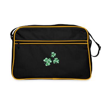 3 St. Patrick's Day Irish Tartan Kleeblätter - Retro Tasche - Schwarz/Gold - Vorne
