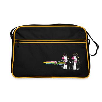 unicorns & rainbows - Retro Tasche - Schwarz/Gold - Vorne