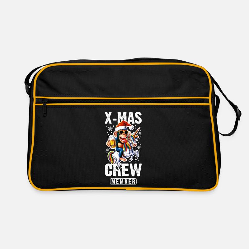 Xmas Party Crew Weihnachten Affe Einhorn Retro Tasche