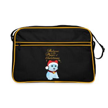 Croyez en la magie de Noël avec un chien - Sac Retro - noir/or - Devant