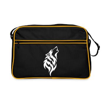 Wolf Silhouette - Retro Bag - black/gold - Front