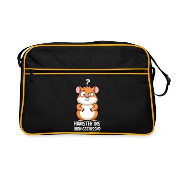 Hamster Ins Hirn Gschissn Sarkasmus Hamster - Retro Tasche - Schwarz/Gold - Vorne