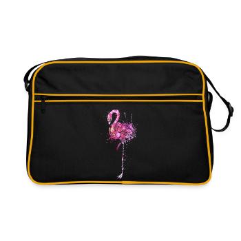 Flamingo Splash Art - Retro Bag - black/gold - Front