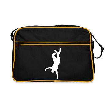 Silhouette de breakdance sur les mains - Sac Retro - noir/or - Devant