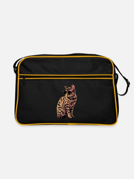 Sonnenbrille für Scottish Fold-Katzen Geschenk - Retro Tasche - Schwarz/Gold - Vorne