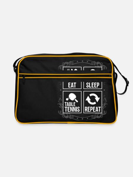 EAT SLEEP TABLE TENNIS REPEAT - Retro Tasche - Schwarz/Gold