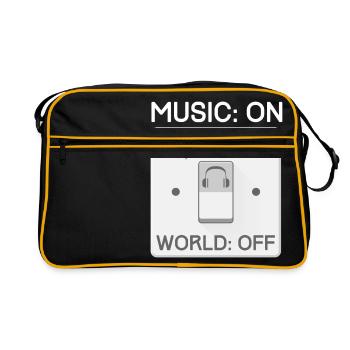 Music ON World OFF - Retro Tasche - Schwarz/Gold - Vorne