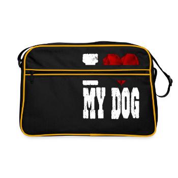 j'aime mon chien amour exigeant cœur aimant - Sac Retro - noir/or - Devant
