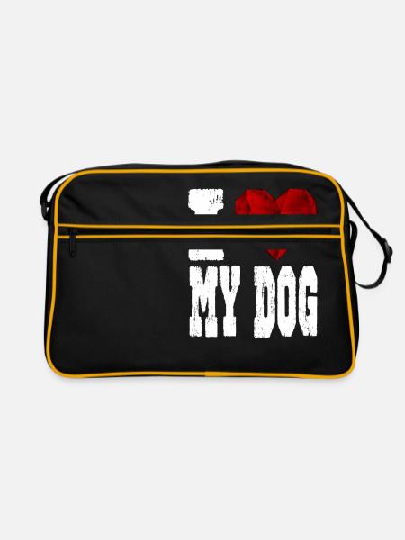 j'aime mon chien amour exigeant cœur aimant - Sac Retro - noir/or - Devant