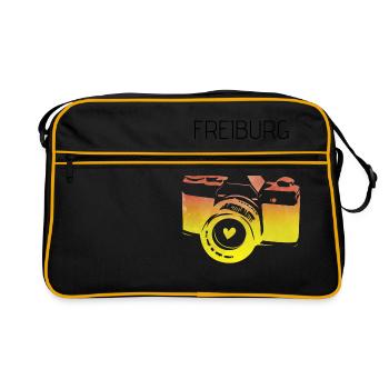 Kamera Freiburg Deutschland - Retro Tasche - Schwarz/Gold - Vorne