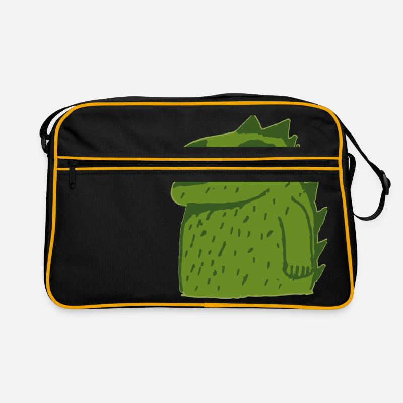 Dino Crocodile for Kids - Retro Bag - black/gold