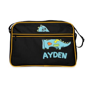 enfant drôle de dinosaure d'anniversaire cadeau Ayden - Sac Retro - noir/or - Devant