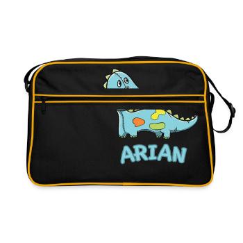 enfant drôle de dinosaure d'anniversaire cadeau Arian - Sac Retro - noir/or - Devant