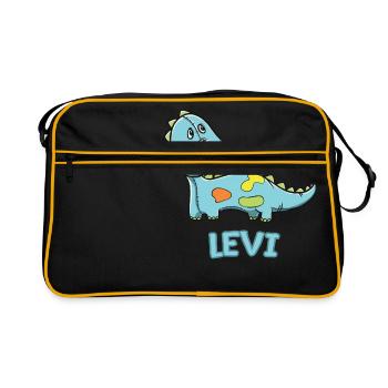 Dinosaur funny child Levi gift birthday - Retro Bag - black/gold - Front