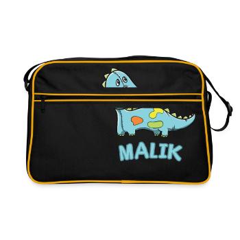 enfant drôle de dinosaure d'anniversaire cadeau Malik - Sac Retro - noir/or - Devant