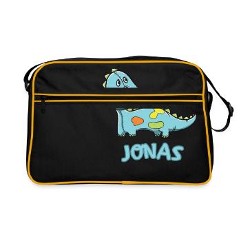 enfant drôle de dinosaure Jonas cadeau d'anniversaire - Sac Retro - noir/or - Devant