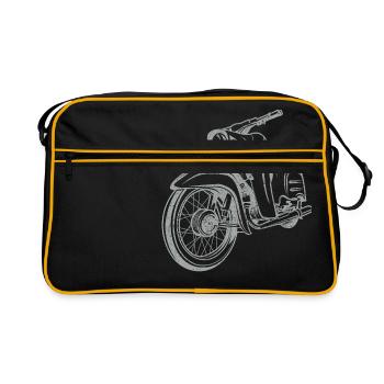 Simson Schwalbe KR51 Vintage Lineart Silhouette - Retro Tasche - Schwarz/Gold - Vorne