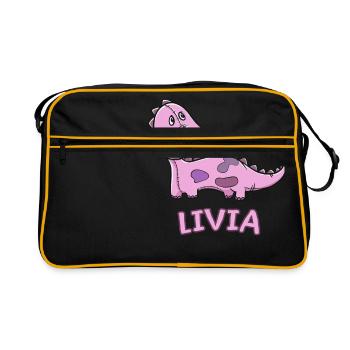 enfant drôle de dinosaure d'anniversaire cadeau Livia - Sac Retro - noir/or - Devant
