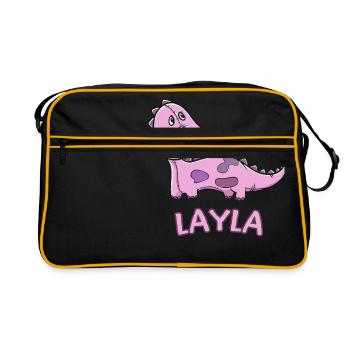 enfant drôle de dinosaure d'anniversaire cadeau Layla - Sac Retro - noir/or - Devant
