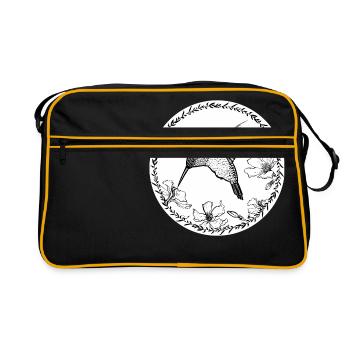 Hummingbird flowers circle - Retro Bag - black/gold - Front