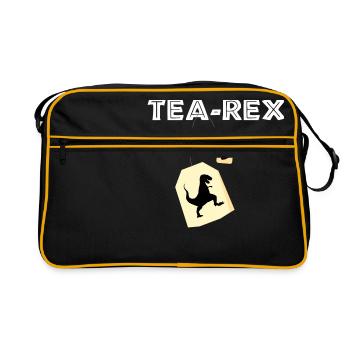 Tea Rex - Tee Rex / Geschenk Idee - Retro Tasche - Schwarz/Gold - Vorne