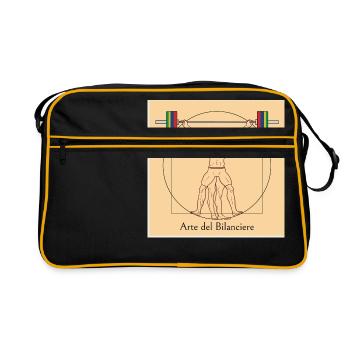 Vitruvian man tearing - Retro Bag - black/gold - Front