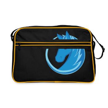 Horse Logo Circle Flat Design blue - Retro Bag - black/gold - Front