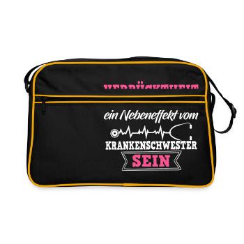 Krankenschwester Shirt · Pflege · Verrücktheit - Retro Tasche - Schwarz/Gold - Vorne