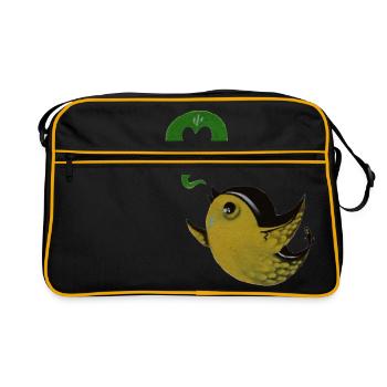 Street Art Bird Love Liberté - Sac Retro - noir/or - Devant