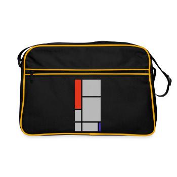 Abstrakte geometrische Blöcke - Retro Tasche - Schwarz/Gold - Vorne