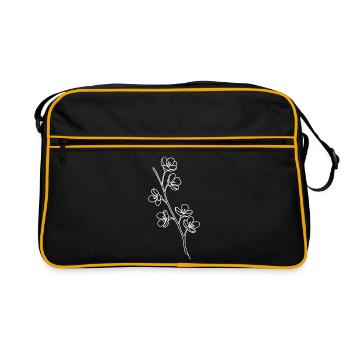 Silhouette botanique des fleurs de ligne - Sac Retro - noir/or - Devant