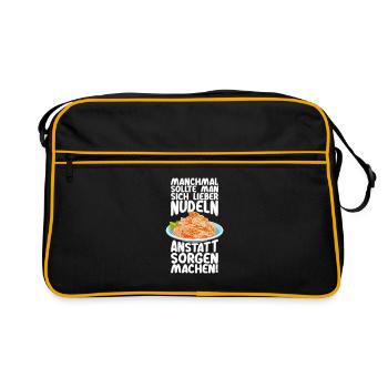 Statt Sorgen Nudeln machen - Retro Tasche - Schwarz/Gold - Vorne