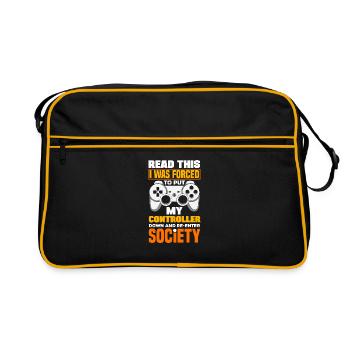 If You Can Read This I Was Forced To Put My Contro - Retro Tasche - Schwarz/Gold - Vorne