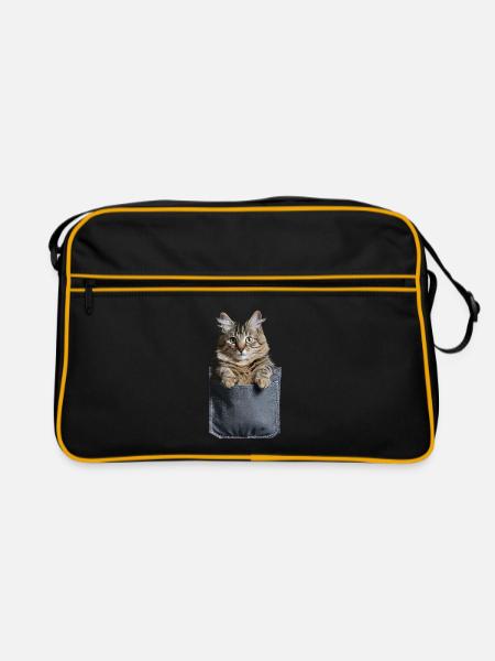 Maine Coon Katze in der Tasche Geschenk - Retro Tasche - Schwarz/Gold