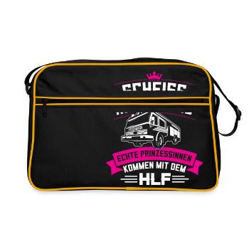 Feuerwehr HLF Prinzessin Feuerwehrfrau - Retro Tasche - Schwarz/Gold - Vorne