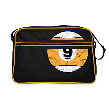 Billiard Billiard Ball yellow nine nine vintage - Retro Bag - black/gold - Front