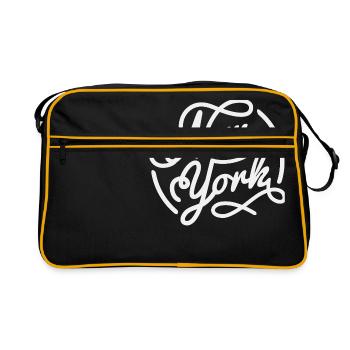 New York, Vintage style lettrage blanc - Sac Retro - noir/or - Devant