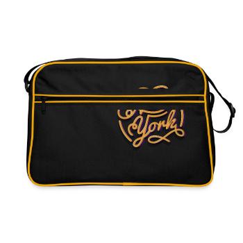 New York, Vintage Style lettrage Effet - Sac Retro - noir/or - Devant