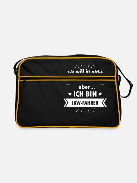 Lkw Fahrer Tshirt - Ich bin Lkw Fahrer - Retro Tasche - Schwarz/Gold - Vorne