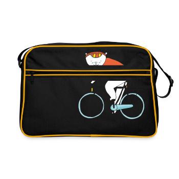 Berliner Bär mit Fahrrad | farbig | littlepublic - Retro Tasche - Schwarz/Gold - Vorne