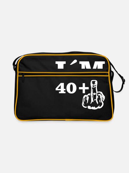 Gift Birthday Im 40 plus 1 - Retro Bag - black/gold - Front