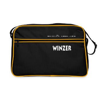 Schule Geschenk Zukuenftiger WINZER - Retro Tasche - Schwarz/Gold - Vorne