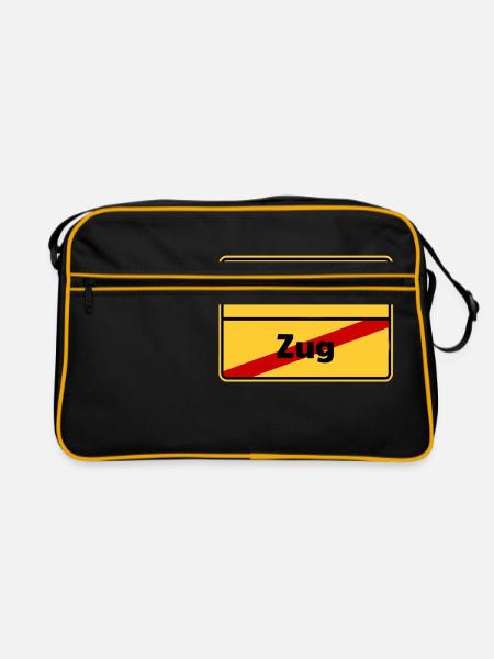 Führerschein Geschenk im Ortsschild Design! - Retro Tasche - Schwarz/Gold - Vorne