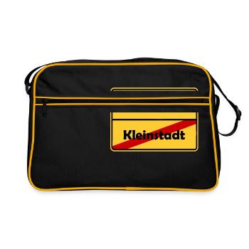Umzug nach Berlin! Ortsschild Design. - Retro Tasche - Schwarz/Gold - Vorne