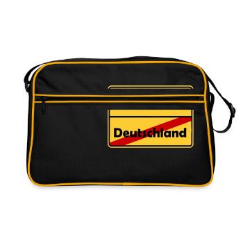 Auswandern nach Gran Canaria! Ortsschild Desing. - Retro Tasche - Schwarz/Gold - Vorne