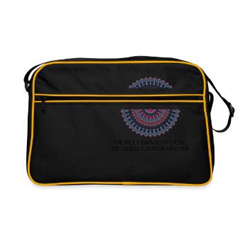 Mandala – Spirituelles Zitat - Retro Tasche - Schwarz/Gold - Vorne
