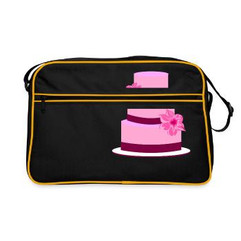 Torte Hochzeit Hochzeitstorte Blumen Geschenkidee - Retro Tasche - Schwarz/Gold - Vorne