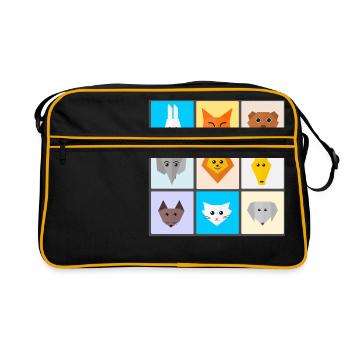 Colorful animal mix with favorite animals - Retro Bag - black/gold - Front