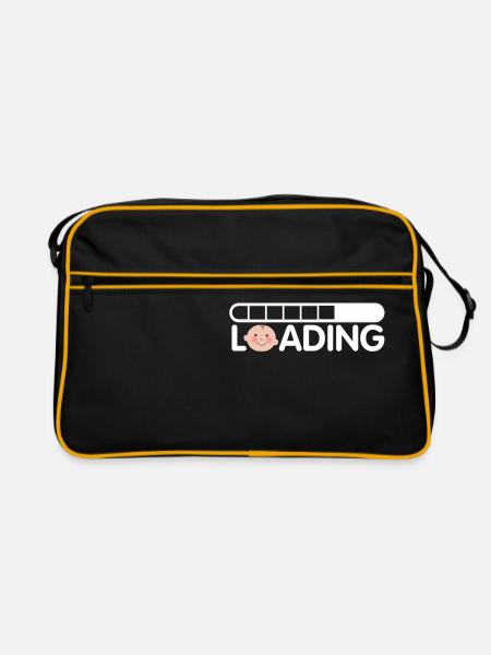 Baby wird geladen - Retro Tasche - Schwarz/Gold - Vorne